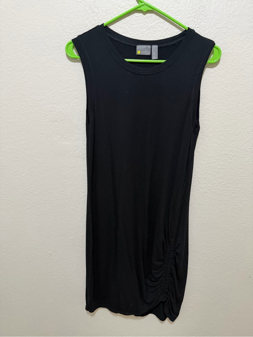 Zella Black Cinched Sleeveless Crewneck Dress Medium